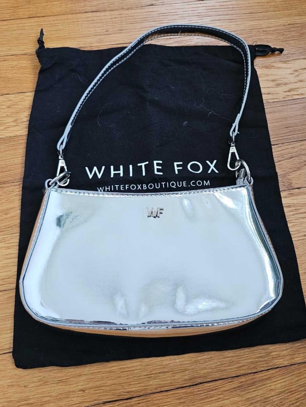 White Fox Silver Metallic Shoulder Bag